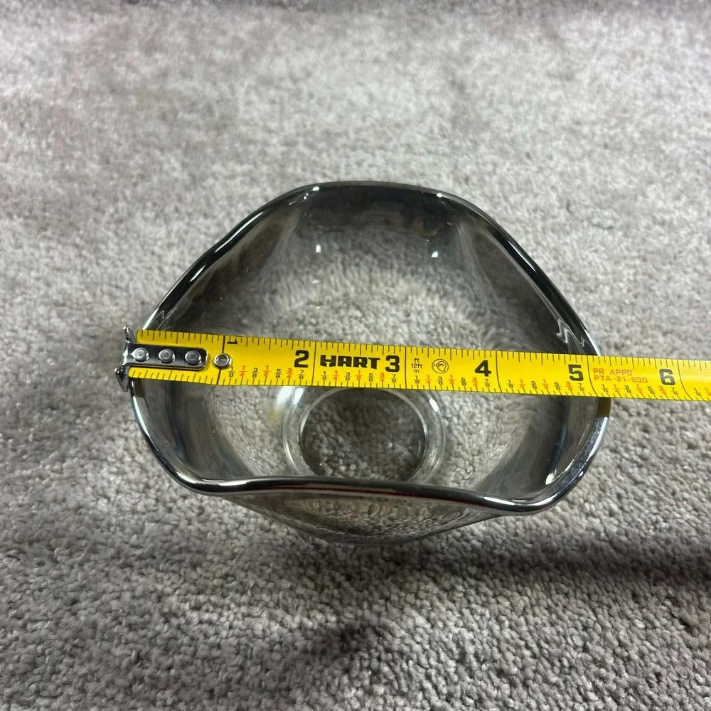 Vintage Bowl Smoke Ombre‎ Silver Rim Glass Dish